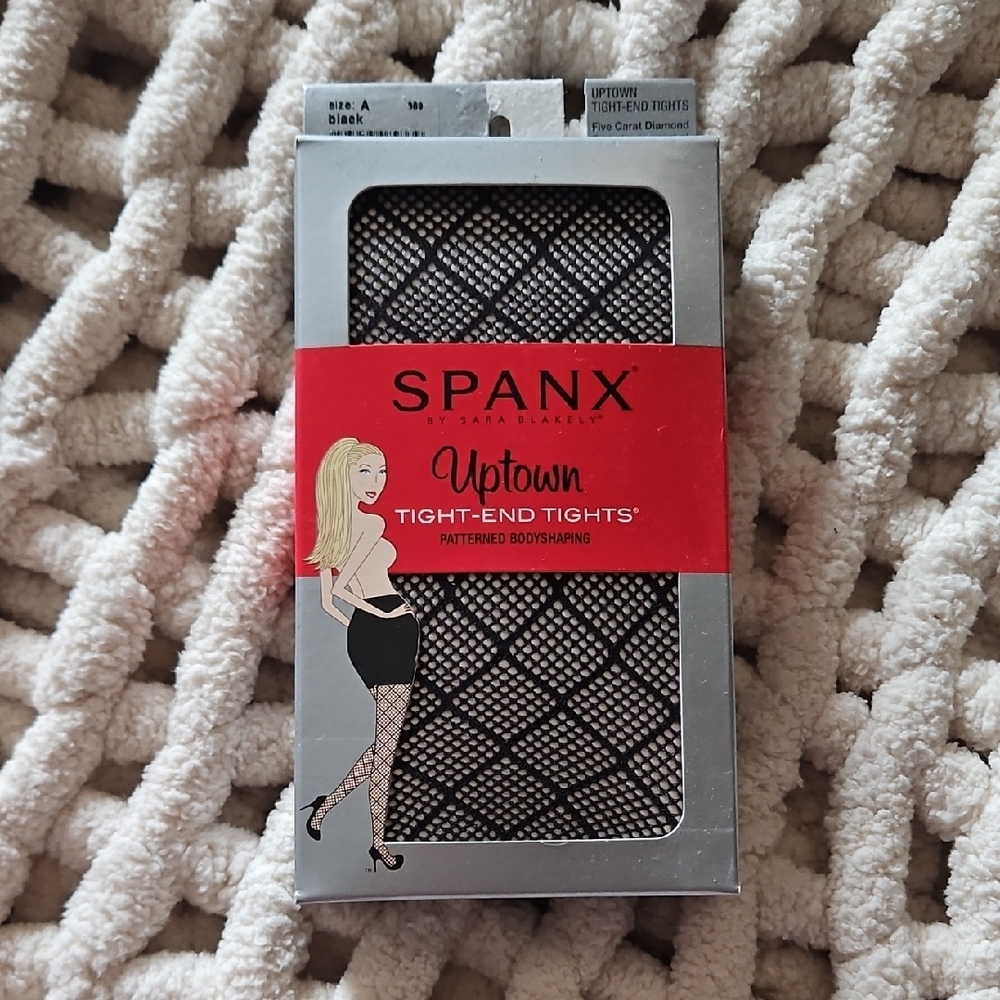 SPANX Uptown Tight-End Tights Five Carat Diamond Pattern Black New